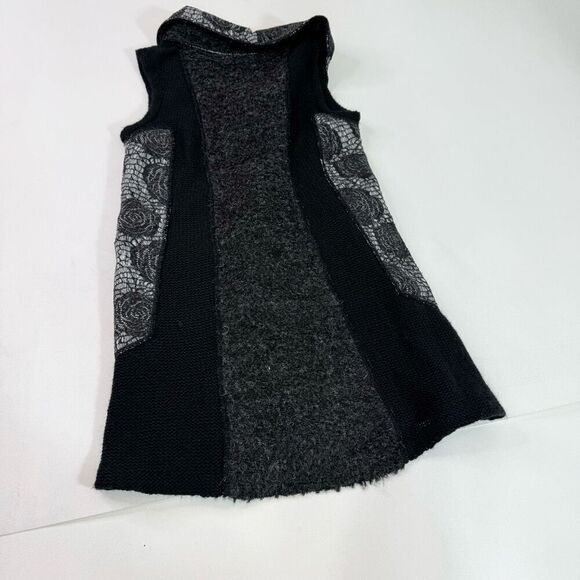 Metric Sweater Womens Small Black Floral Knitted Sleeveless Lagenlook Vest Wool - Picture 8 of 10